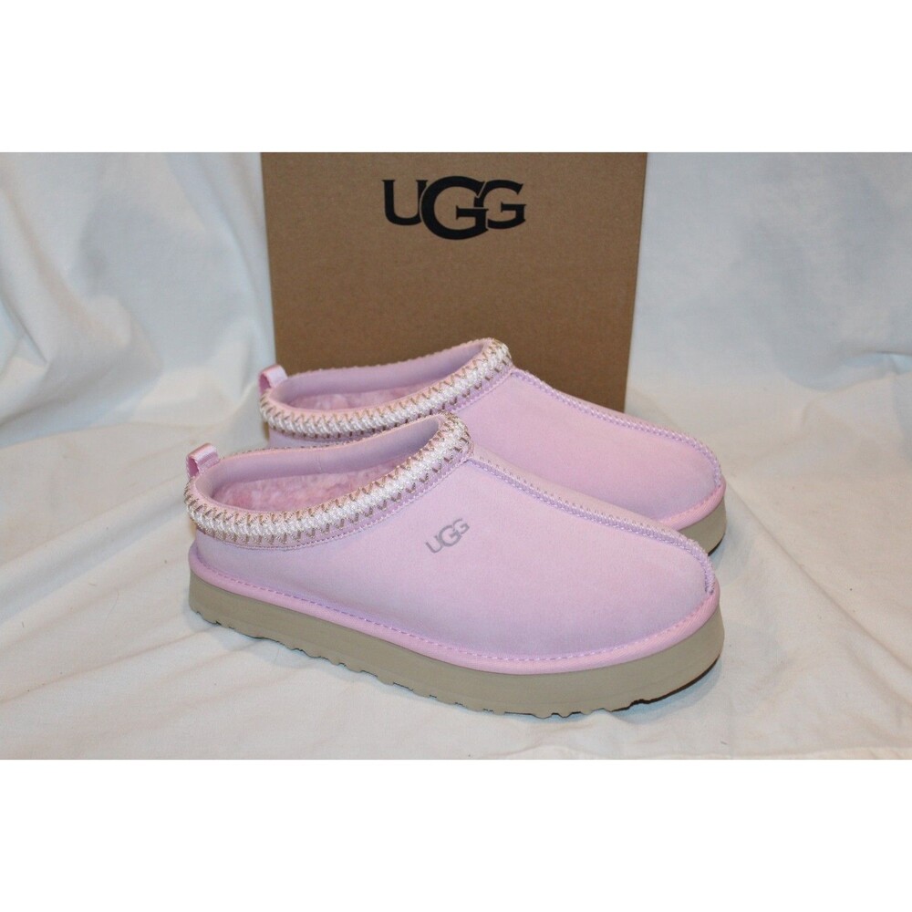 UGG TAZZ PLATFORM SUEDE SHEARLING LINED SLIPPER PYD PINK YOUTH 5 WOMEN 6.5-7 NEW - Picture 3 of 8